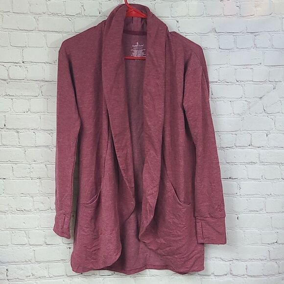 Womens XXS/XS Cuddl Duds Comfortwear Soft Knit Wrap Cranberry Thumbhole Cardigan - Picture 2 of 7